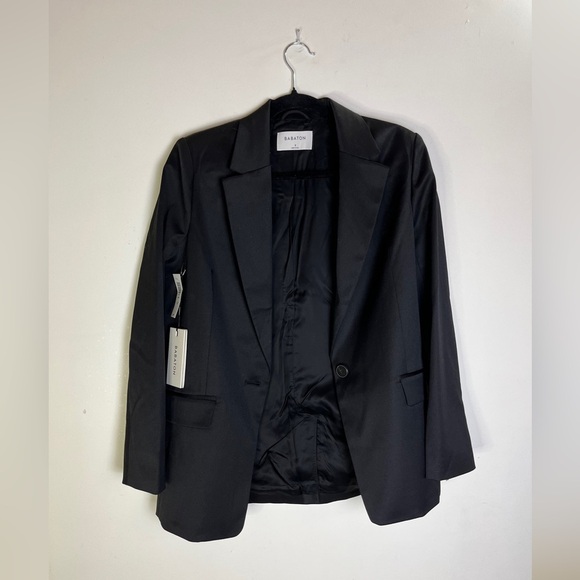 Babaton NWT Swift Blazer Sz 2 Black Wool Blend Aritzia Career Jacket Office Work - Picture 10 of 10